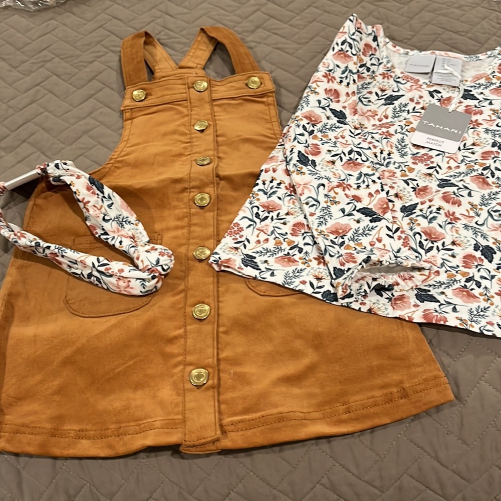 TAHARI Toddler Girls 2pc Corduroy Jumper Set With Headband / NWT / Size 3T - Picture 4 of 10